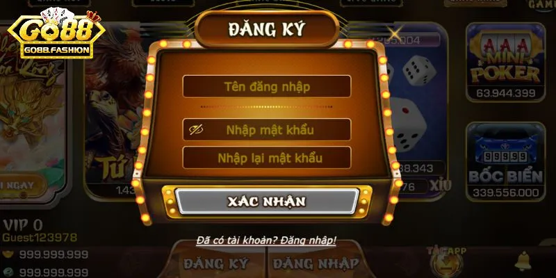 Trải nghiệm game ngay sau khi đăng ký